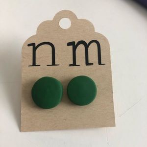 Emerald polymer clay studs